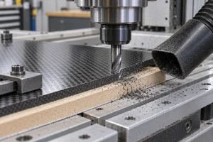 Supported composite trimming with dust extraction